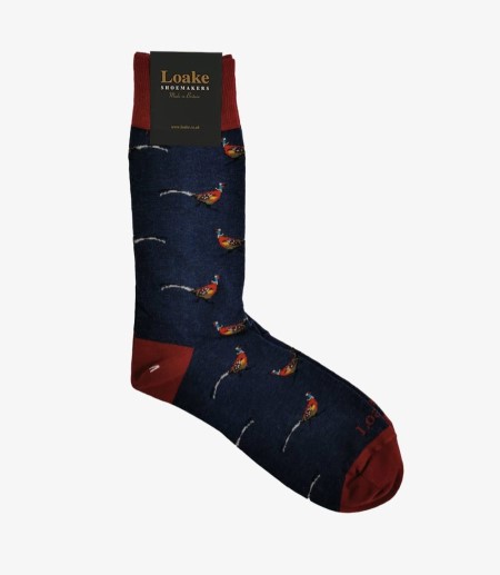 Loake Pheasant Socks Strumpor Herr Marinblå | SE4823128