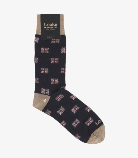 Loake Union Jack Socks Strumpor Herr Marinblå | SE9077619
