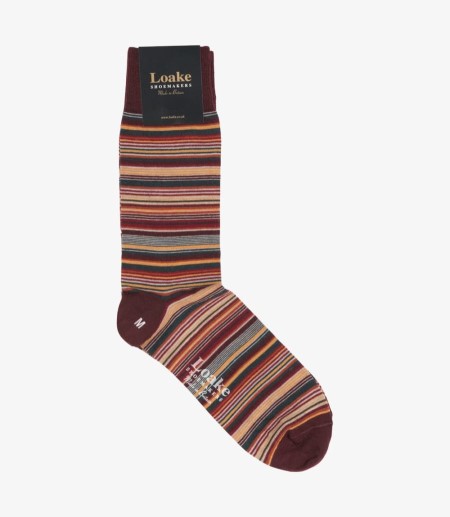 Loake Wine Narrow Stripe Socks Strumpor Herr Multi Colour | SE5469139